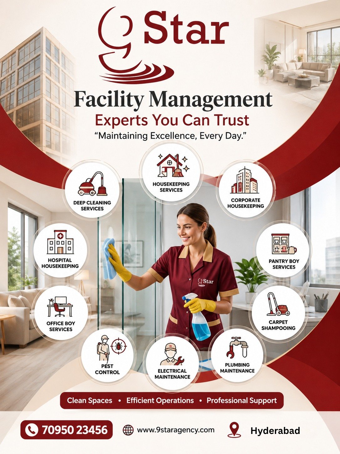 Housekeeping Agency for Offices in Hyderabad | 9 Star Facility Services