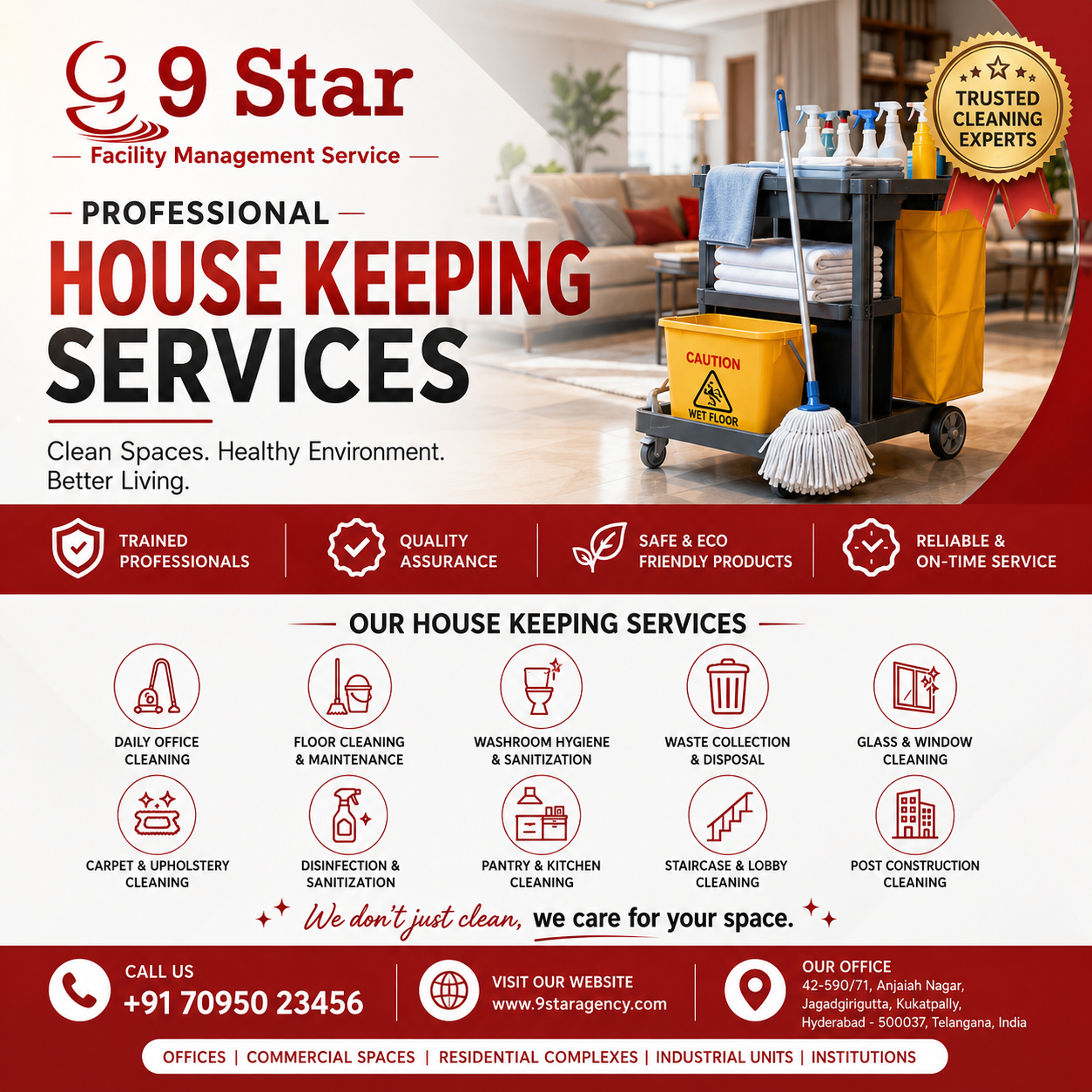 Corporate Housekeeping Services in Hyderabad | Professional Office Cleaning | 9 Star Facility Services